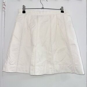 J Crew white lace stripe A-line skirt made of cotton pique size 4